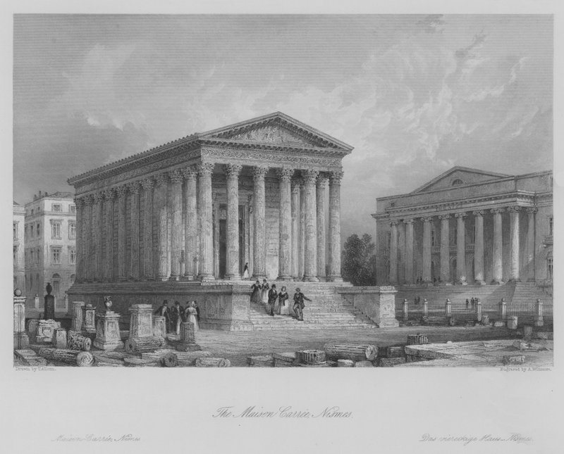 The Maison Carree, Nismes (gravering) av Thomas (after) Allom