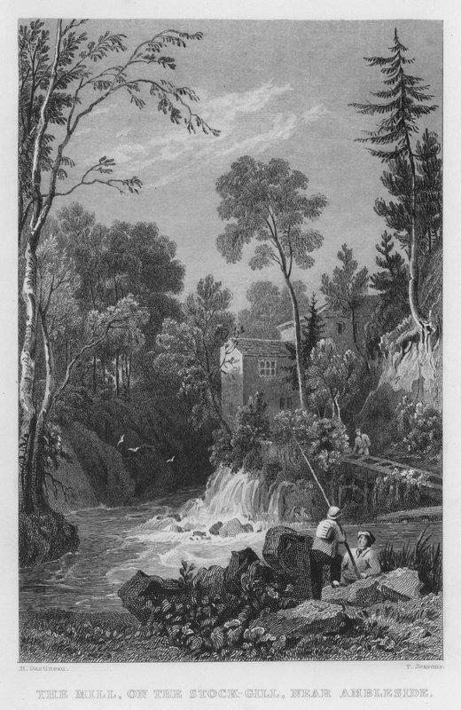 The Mill, på Stock-Gill, nær Ambleside (gravering) av Thomas (after) Allom