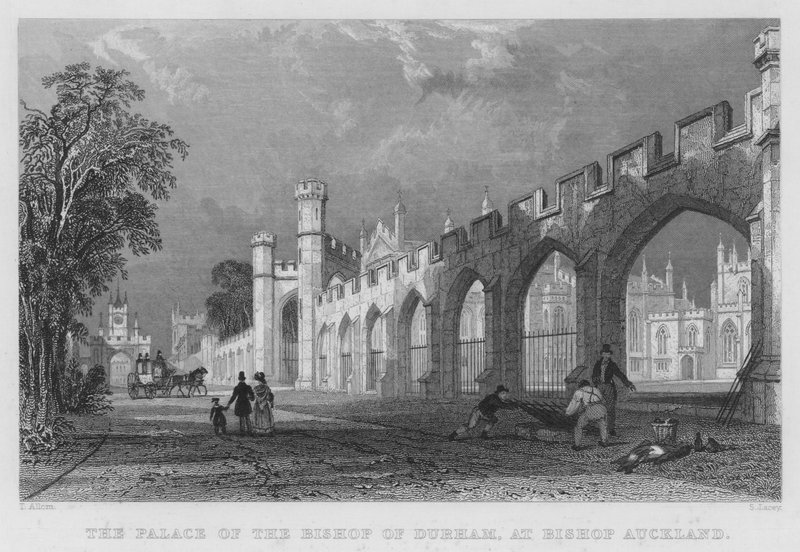 The Palace of the Bishop of Durham, ved Bishop Auckland (gravering) av Thomas (after) Allom