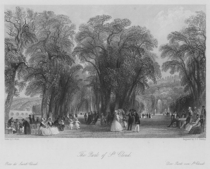 The Park of St Cloud (gravering) av Thomas (after) Allom
