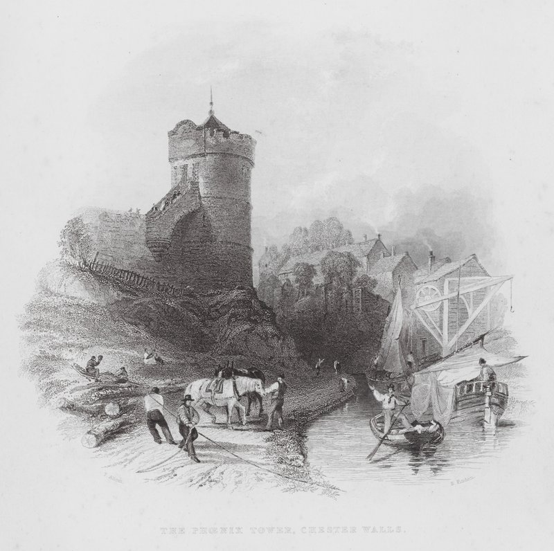 Phoenix Tower, Chester Walls (gravering) av Thomas (after) Allom