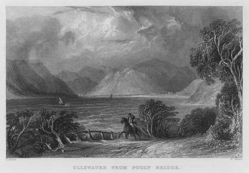 Ullswater fra Pooley Bridge (gravering) av Thomas (after) Allom