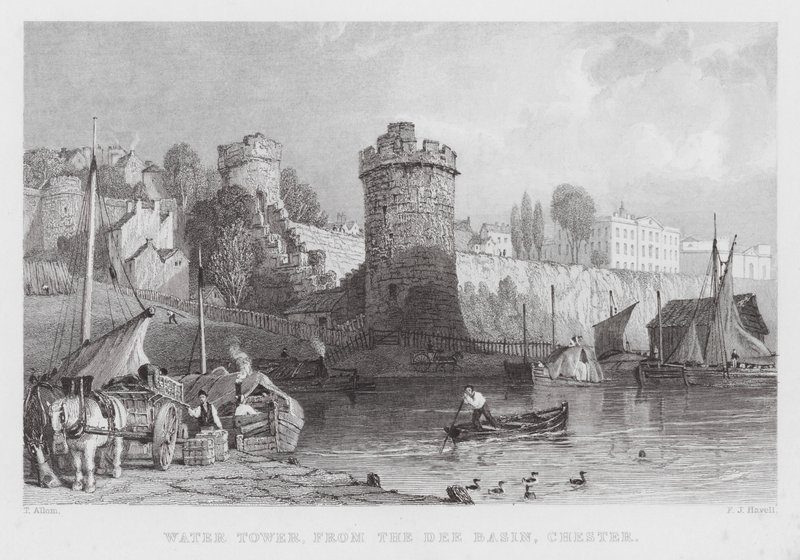 Water Tower, fra Dee Basin, Chester (gravering) av Thomas (after) Allom