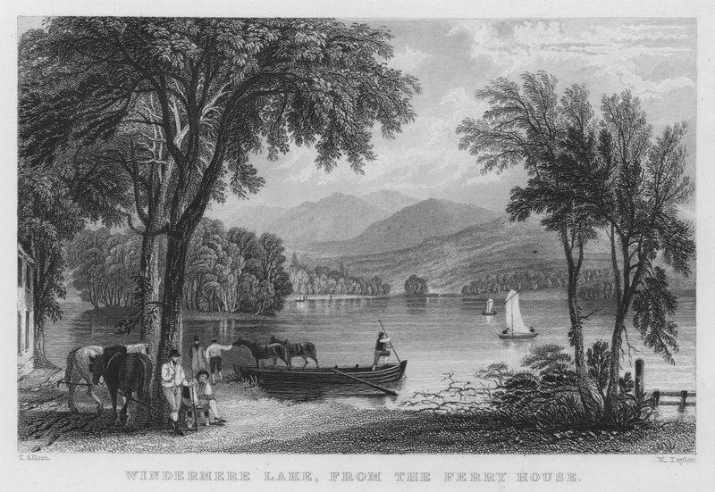 Windermere Lake, fra Ferry House (gravering) av Thomas (after) Allom