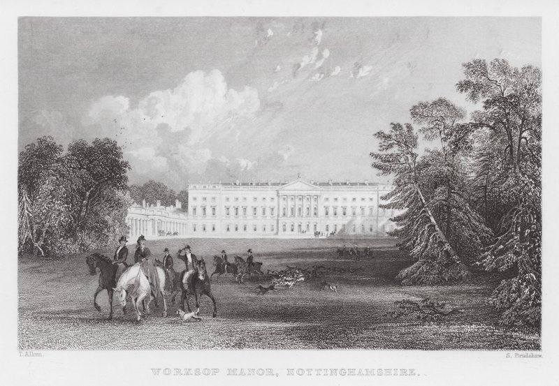 Worksop Manor, Nottinghamshire (gravering) av Thomas (after) Allom