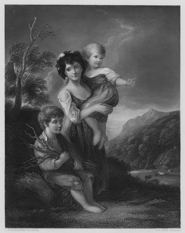 Cottage Children, fra bildet i Vernon Gallery (gravering) av Thomas (after) Gainsborough