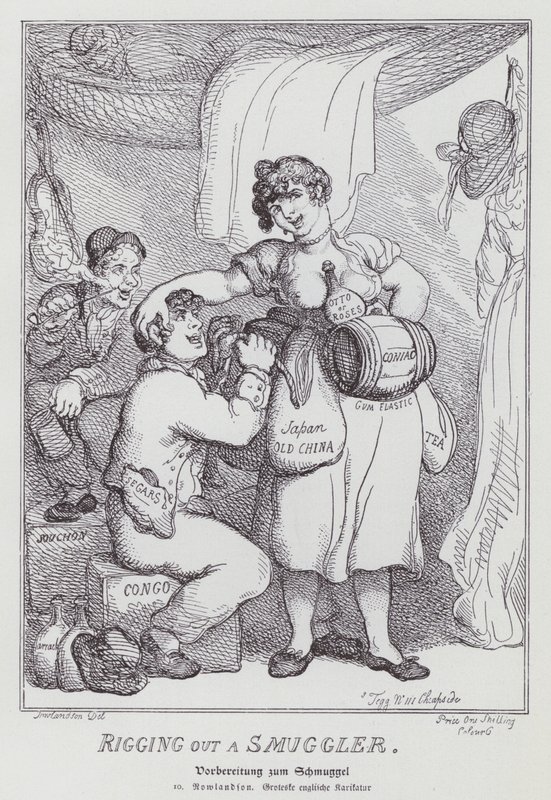 Rigger ut en smugler (litho) av Thomas (after) Rowlandson