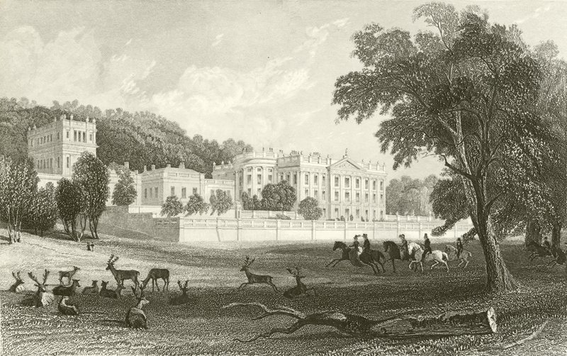 Chatsworth, Derbyshire av Thomas Allom