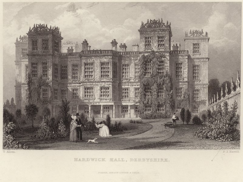 Hardwick Hall i Derbyshire av Thomas Allom