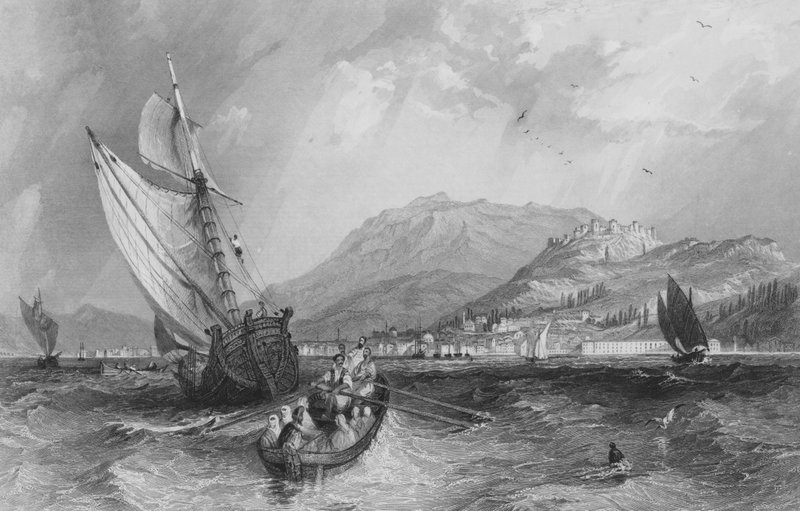 Smyrna, fra havnen, Lilleasia av Thomas Allom