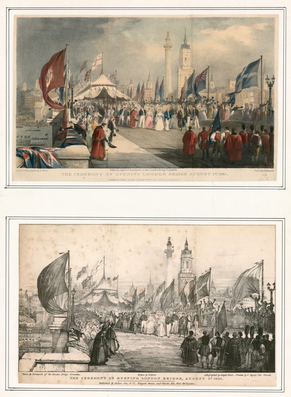 Seremonien for åpning av London Bridge 1. august 1831 av Thomas Allom