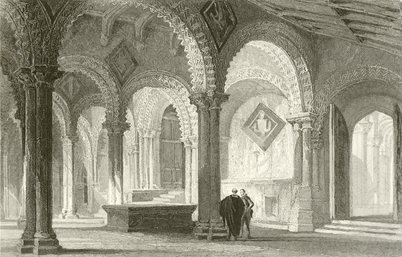 Galilea, West End av Durham Cathedral av Thomas Allom