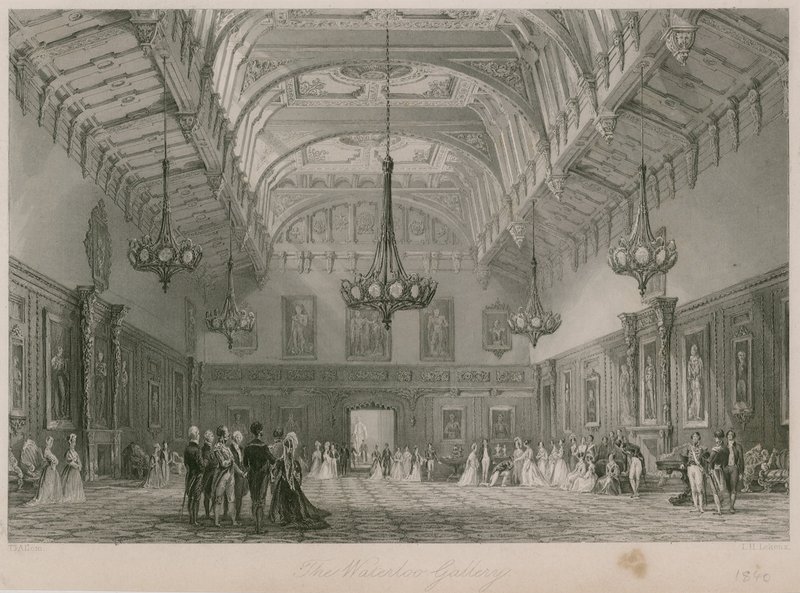 Waterloo Gallery, Buckingham Palace. Utgitt 1840 av Thomas Allom