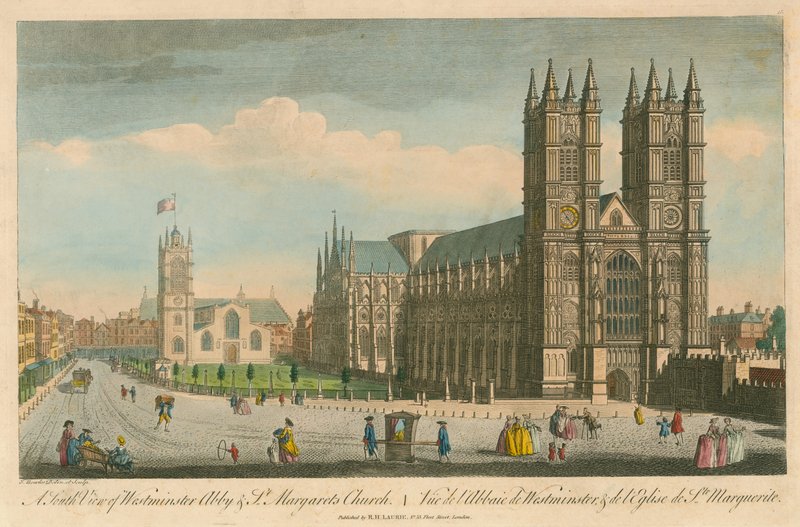 En sørlig utsikt over Westminster Abbey og St Margaret