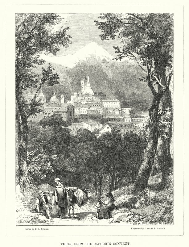 Torino, fra Capuchin-klosteret (gravering) av Thomas Brabazon Aylmer