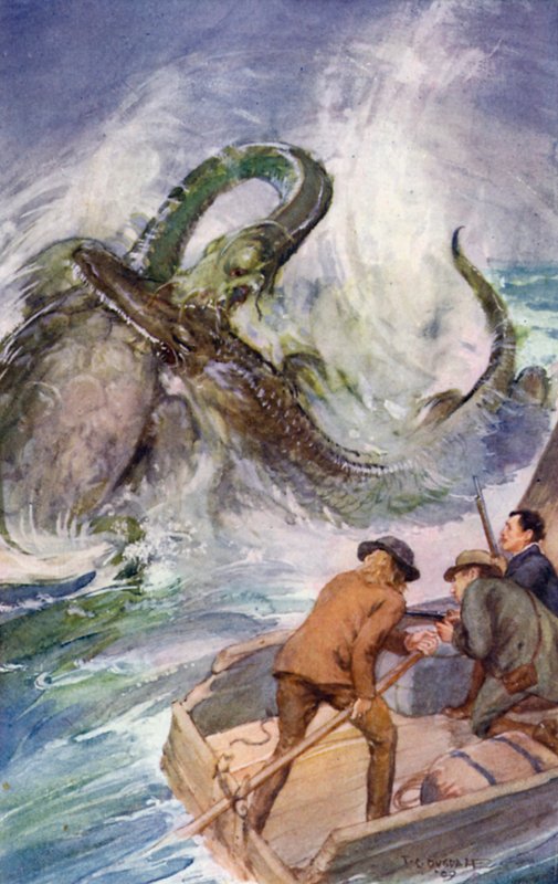 Illustrasjon for A Journey to the Center of the Earth av Jules Verne (farge litho) av Thomas Cantrell Dugdale