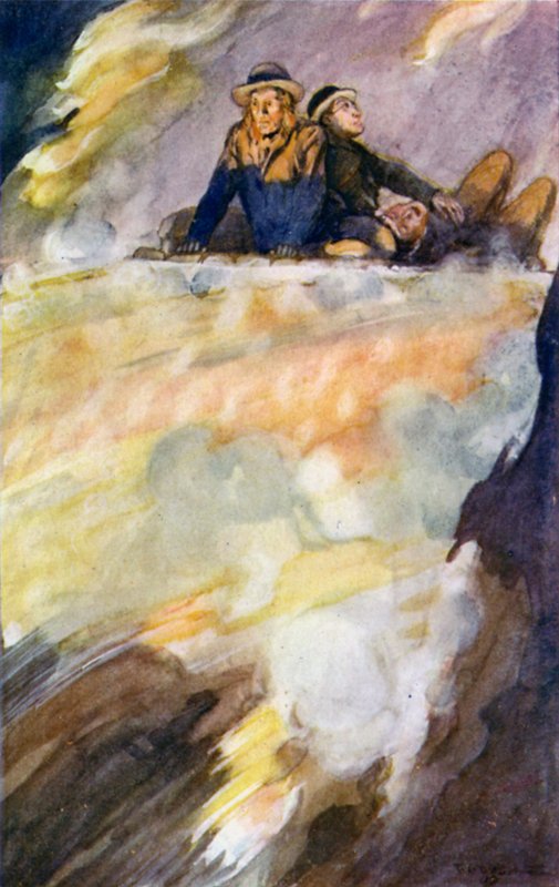 Illustrasjon for A Journey to the Center of the Earth av Jules Verne (farge litho) av Thomas Cantrell Dugdale