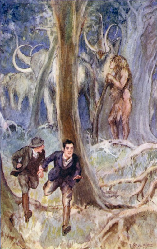 Illustrasjon for A Journey to the Center of the Earth av Jules Verne (farge litho) av Thomas Cantrell Dugdale