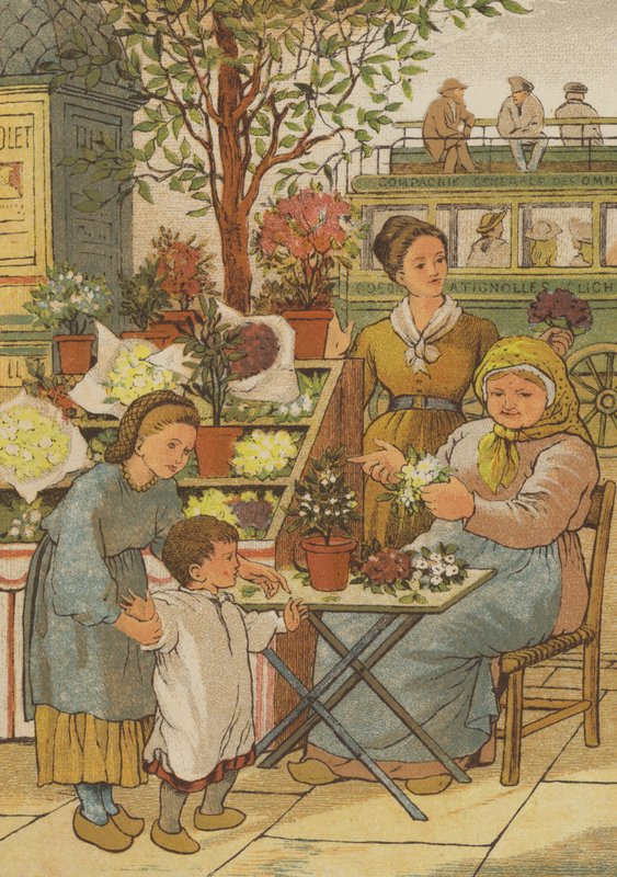 Paris: en blomsterbod (farge litho) av Thomas Crane