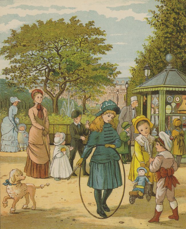 Paris: hagene til Palais Royale (farge litho) av Thomas Crane