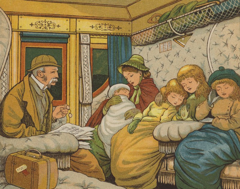 Nattreisen til Calais (farge litho) av Thomas Crane