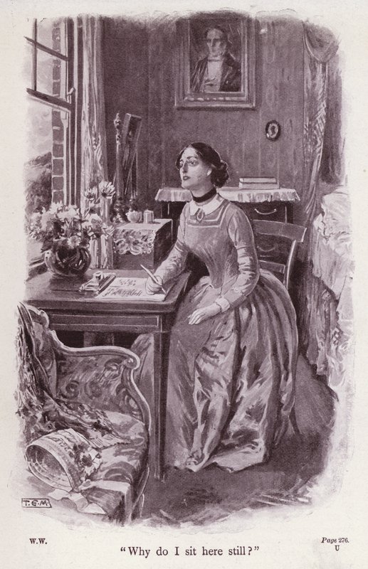Illustrasjon for The Woman In White av Wilkie Collins (litho) av Thomas Eyre Macklin