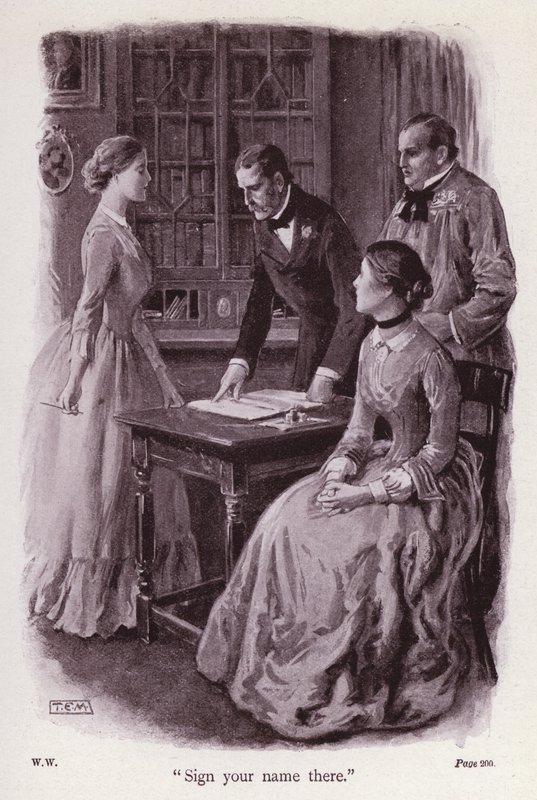 Illustrasjon for The Woman In White av Wilkie Collins (litho) av Thomas Eyre Macklin
