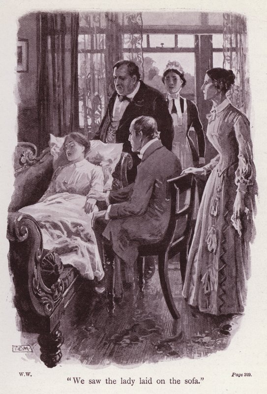 Illustrasjon for The Woman In White av Wilkie Collins (litho) av Thomas Eyre Macklin