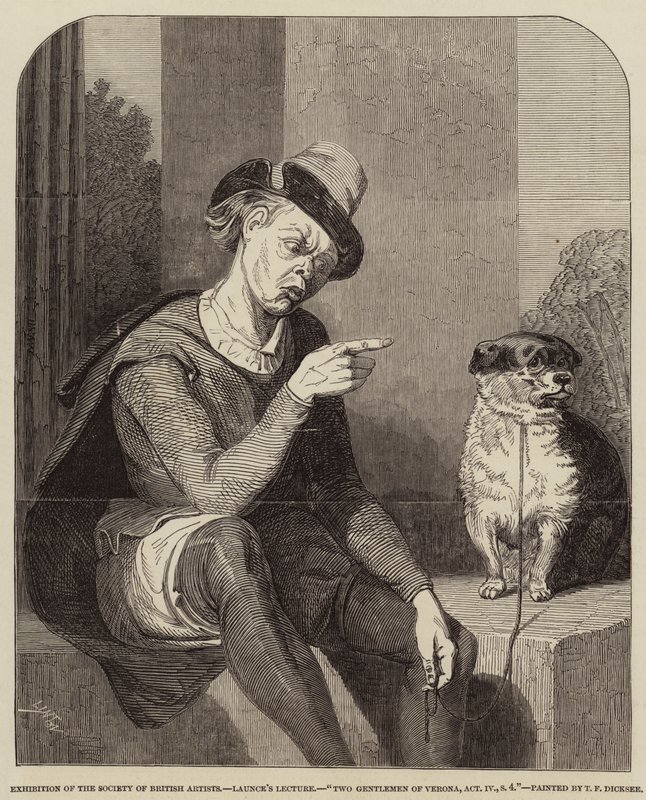 Launces foredrag, Two Gentlemen of Verona, akt IV, scene 4 av Thomas Francis Dicksee