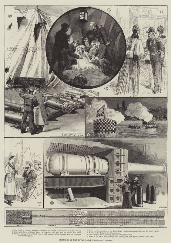 Skisser på Royal Naval Exhibition, Chelsea av Thomas Harrington Wilson