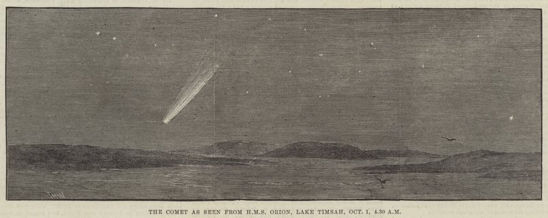 Kometen sett fra HMS Orion, Lake Timsah, 1. oktober kl. 4.30 av Thomas Harrington Wilson