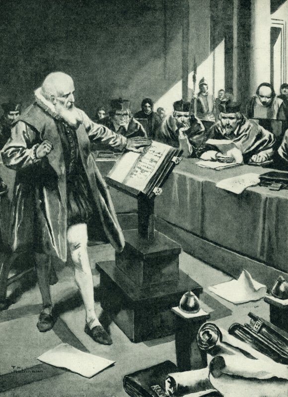 Galileo viser seg for kardinalene (litografi) av Thomas Heath Robinson