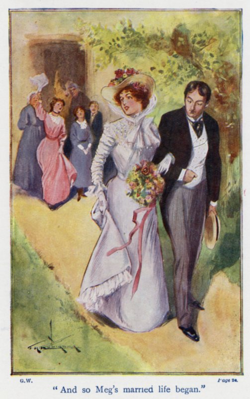 Illustrasjon til Gode koner av Louisa M. Alcott (fargelitografi) av Thomas Heath Robinson