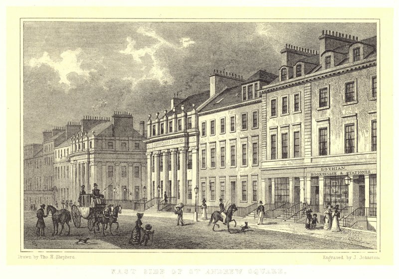 Østsiden av St Andrew Square (gravering) av Thomas Hosmer (after) Shepherd