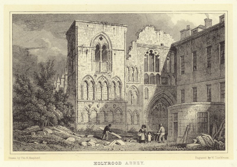 Holyrood Abbey (gravering) av Thomas Hosmer (after) Shepherd