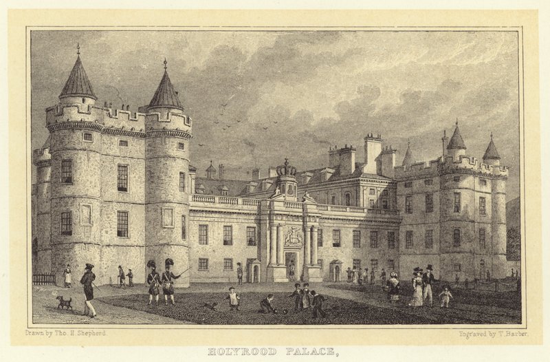 Holyrood Palace (gravering) av Thomas Hosmer (after) Shepherd