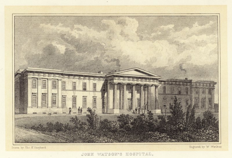John Watson's Hospital (gravering) av Thomas Hosmer (after) Shepherd