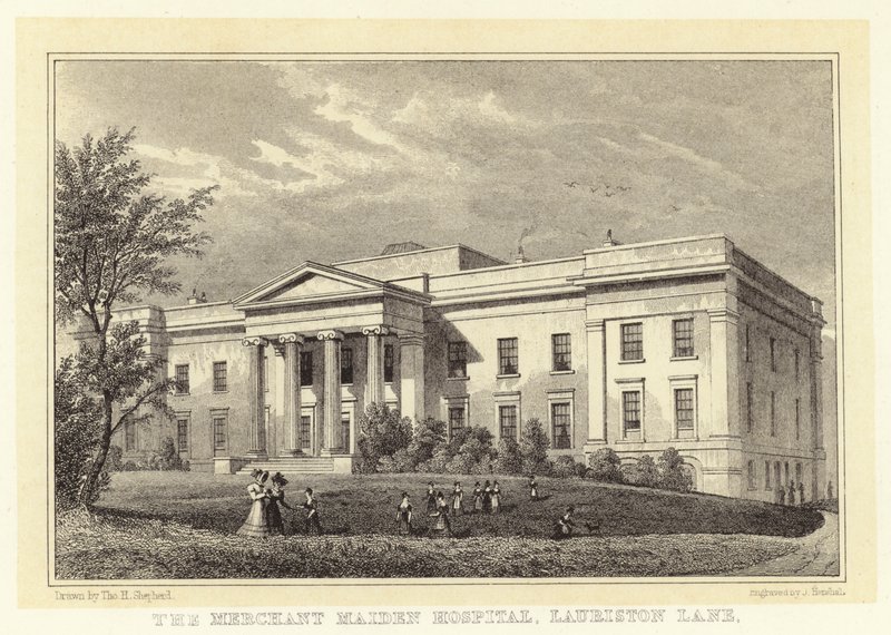 The Merchant Maiden Hospital, Lauriston Lane (gravering) av Thomas Hosmer (after) Shepherd