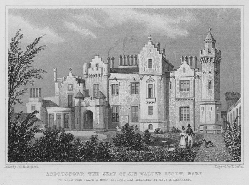 Abbotsford, setet til Sir Walter Scott, Baronet (gravering) av Thomas Hosmer Shepherd