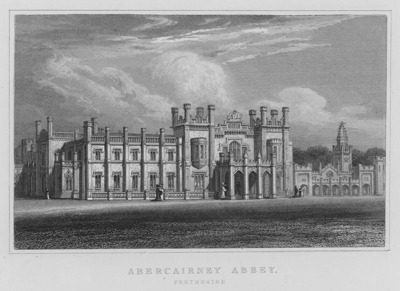Abercairney Abbey, Perthshire (gravering) av Thomas Hosmer Shepherd