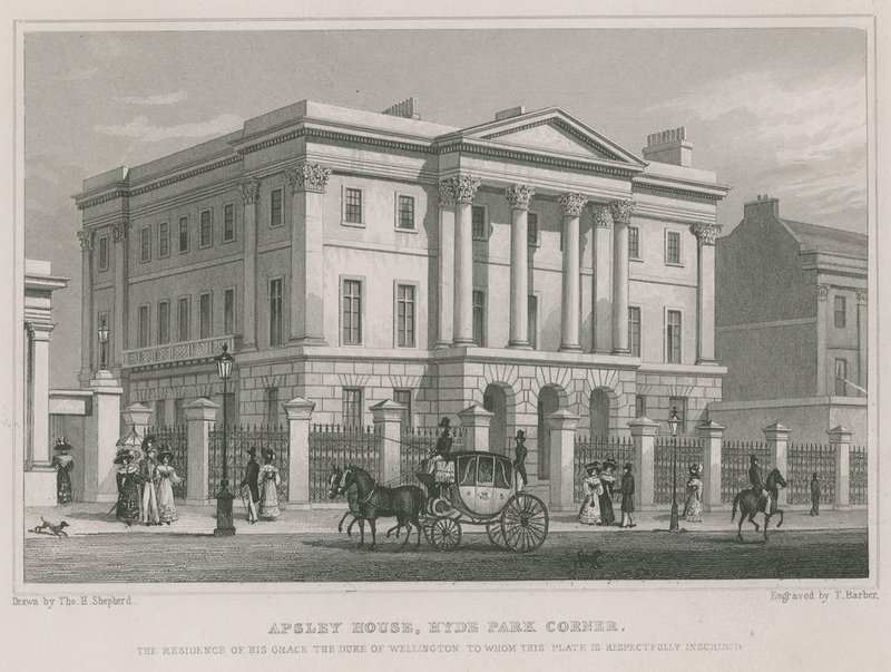 Apsley House, Hyde Park Corner, London, residensen til hertugen av Wellington av Thomas Hosmer Shepherd