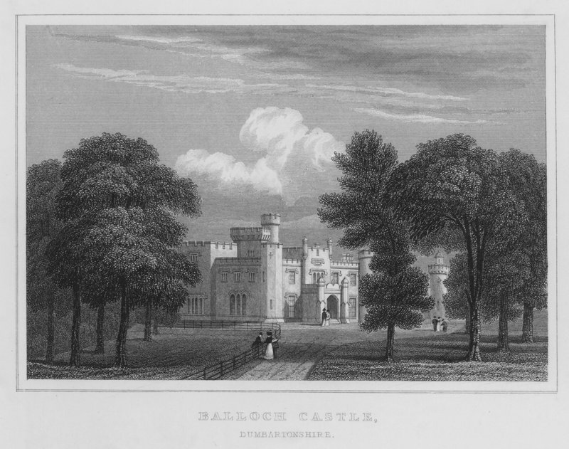 Balloch Castle, Dumbartonshire (gravering) av Thomas Hosmer Shepherd