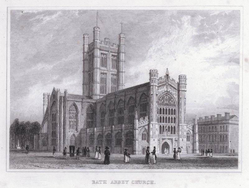 Bath Abbey Church (gravering) av Thomas Hosmer Shepherd