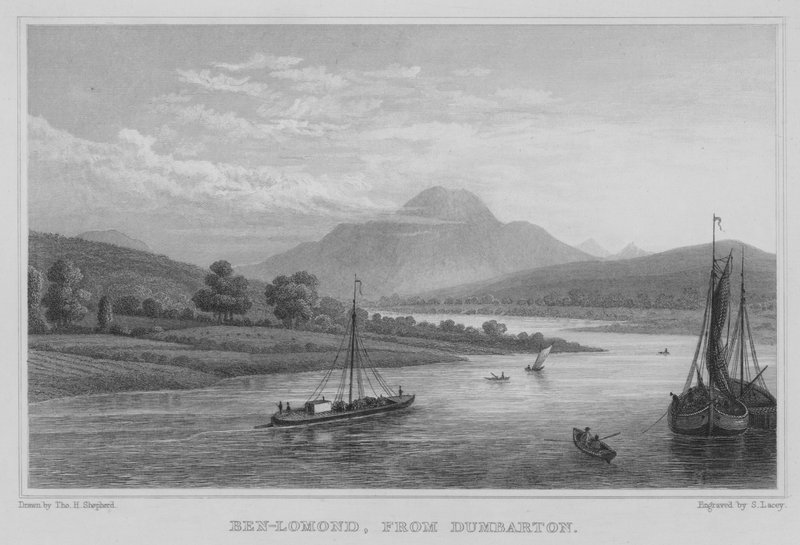 Ben-Lomond, fra Dumbarton (gravering) av Thomas Hosmer Shepherd