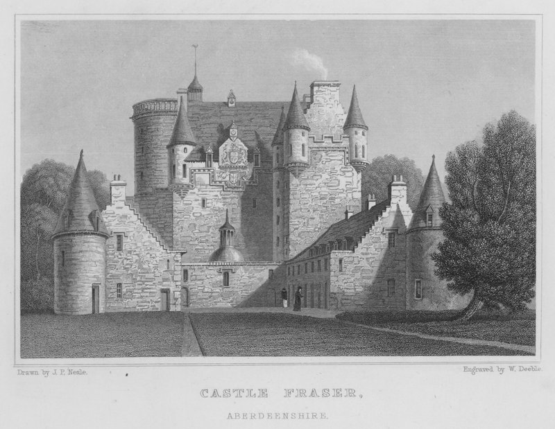 Castle Fraser, Aberdeenshire (gravering) av Thomas Hosmer Shepherd