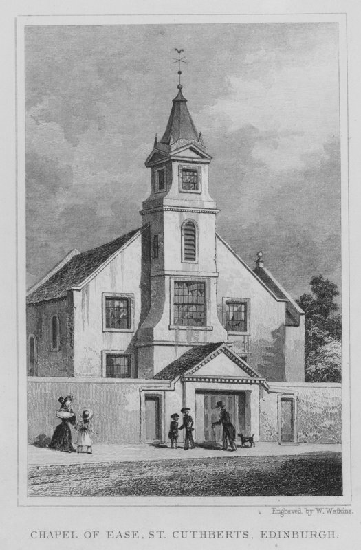 Chapel of Ease, St Cuthberts, Edinburgh (gravering) av Thomas Hosmer Shepherd