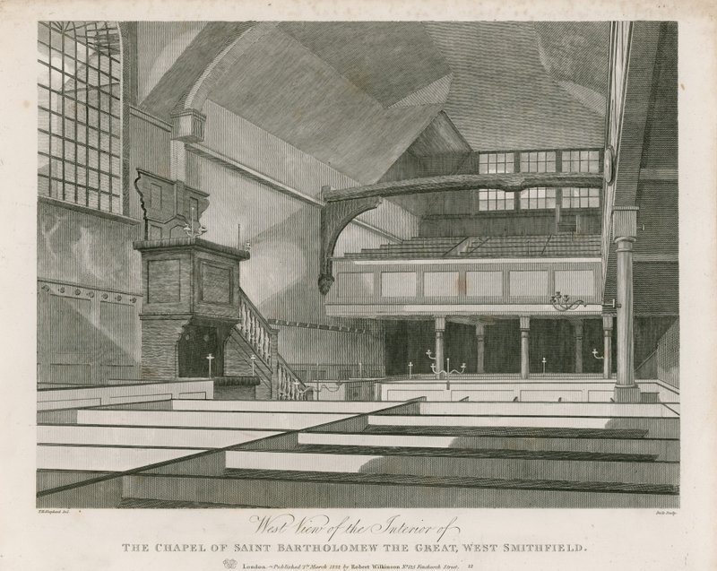 Chapel of St Bartholomew the Great, West Smithfield av Thomas Hosmer Shepherd