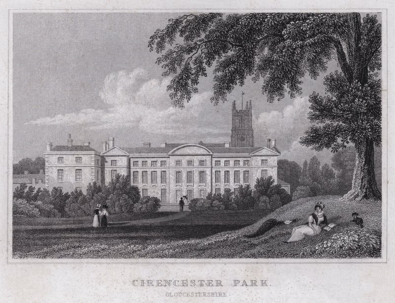 Cirencester Park, Gloucestershire (gravering) av Thomas Hosmer Shepherd