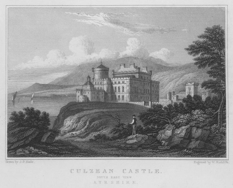 Culzean Castle, South East View, Ayrshire (gravering) av Thomas Hosmer Shepherd