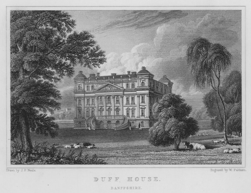 Duff House, Banffshire (gravering) av Thomas Hosmer Shepherd